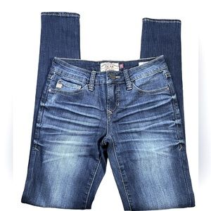 Dear John Joyrich Comfort Skinny Jeans Dark Wash Distressed Denim Womens Size 25